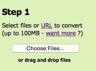 Sélectionnez les fichiers ou l'URL à convertir.