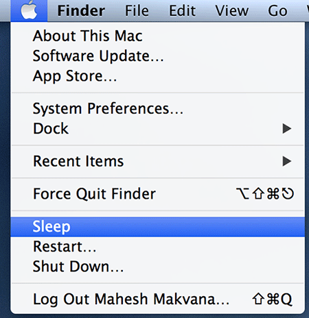 Cliquez sur le logo Apple et sélectionnez « Veille ». Cliquez sur le logo Apple et sélectionnez « Veille ».