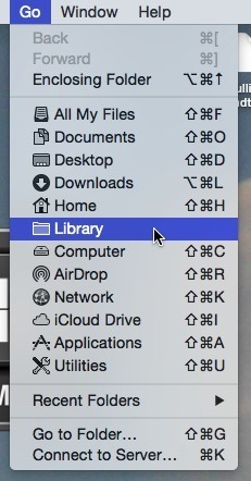 Utilisez la touche option pour accéder à la bibliothèque sous OS X.