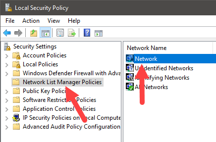 modifier-profil-réseau-secpol-sélectionner-réseau