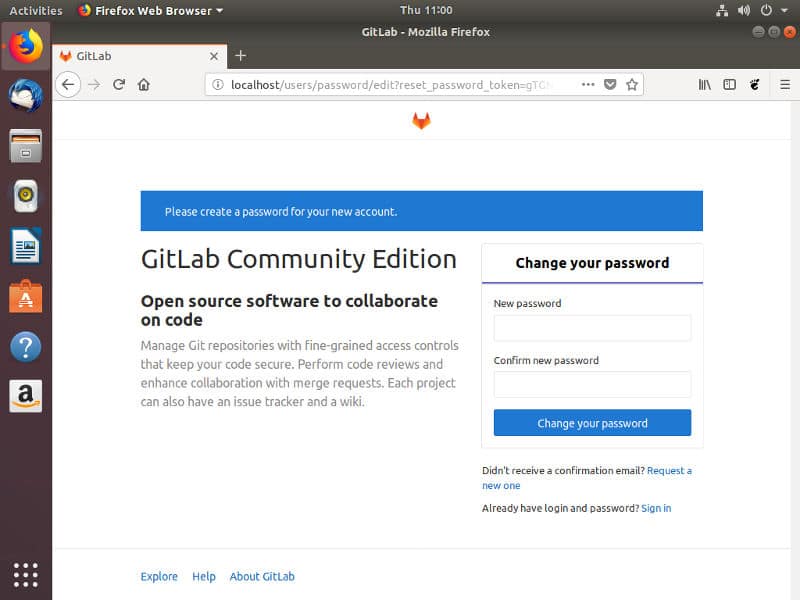 Créez votre compte administrateur pour Gitlab