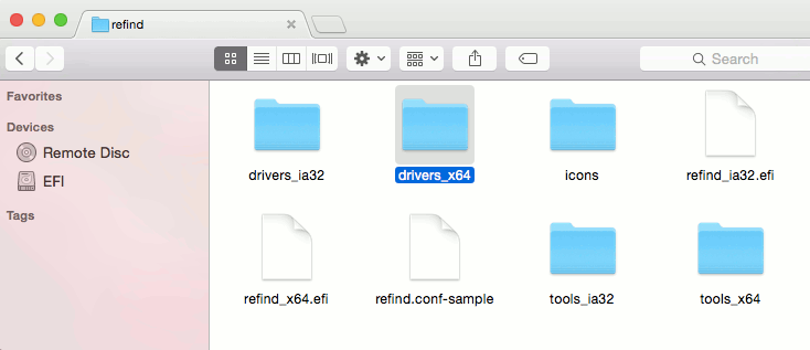 yosemite-refind-move-drivers-x64-folder