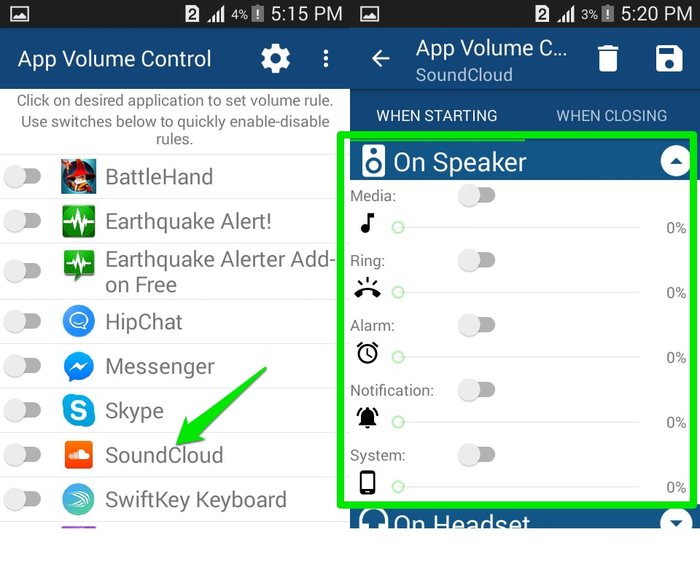 Android-App-Volume-Manager-Volume-types