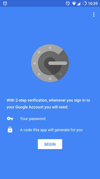 Authentificateur Google Android