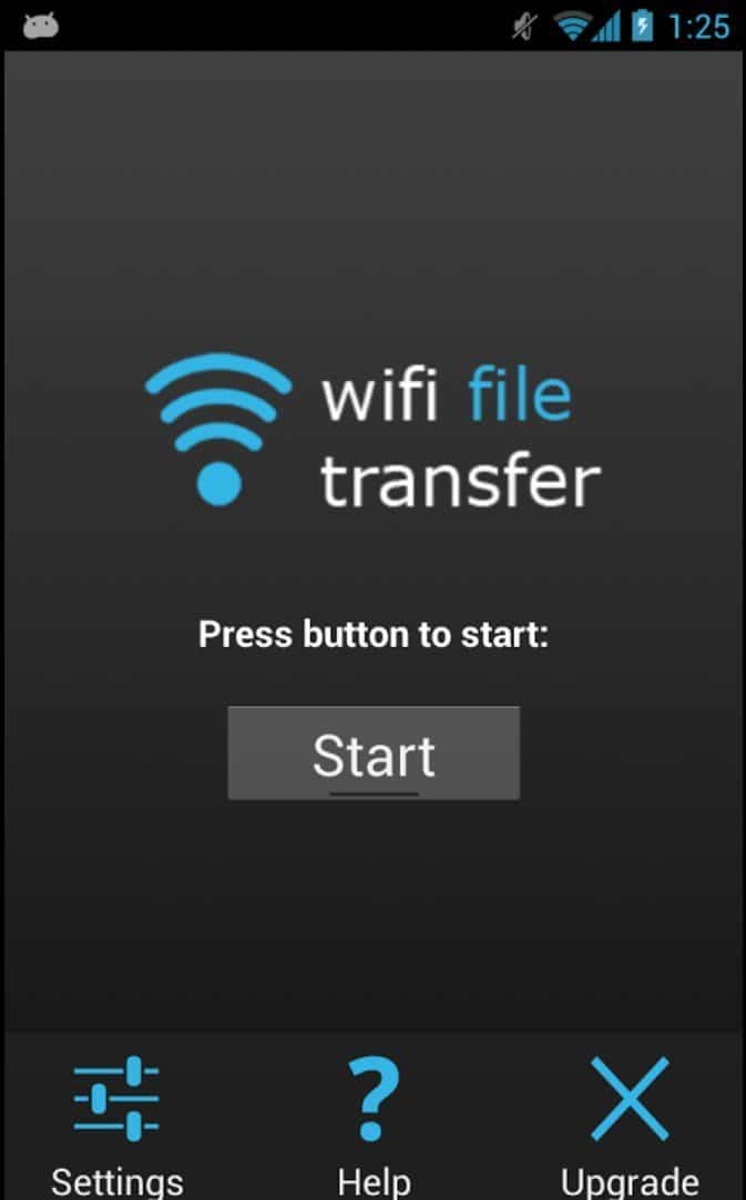 Démarrage du transfert de fichiers Wi-Fi