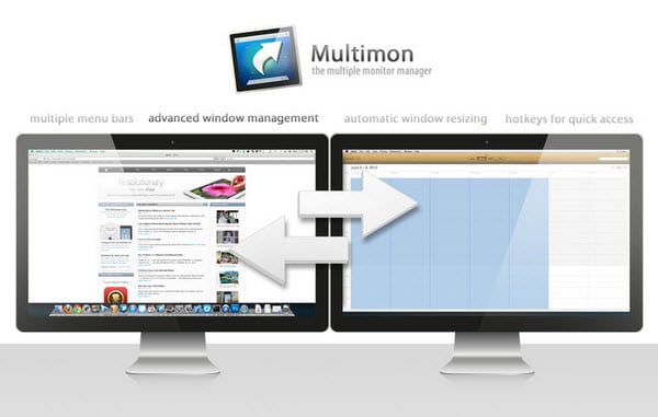 Multimon - Application de gestion de plusieurs moniteurs et fenêtres pour Mac.