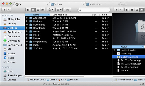 Obtenez gratuitement des onglets dans Mac OS X Finder avec XtraFinder.