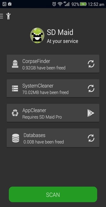 La numérisation SD Maid pour Android est terminée