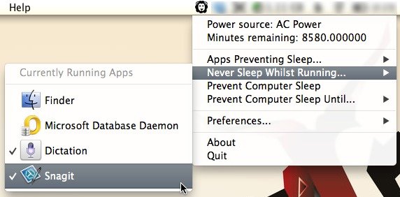 Choisissez les applications qui doivent être en cours d'exécution pour que votre Mac ne s'endorme pas.