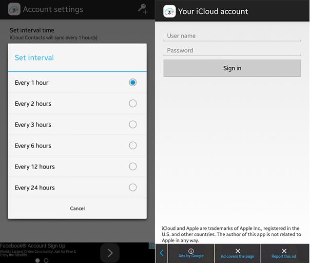 Application Android de synchronisation des contacts iCloud