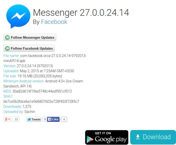 Messenger 27.0.0.24.14 APK Télécharger via APKMirror