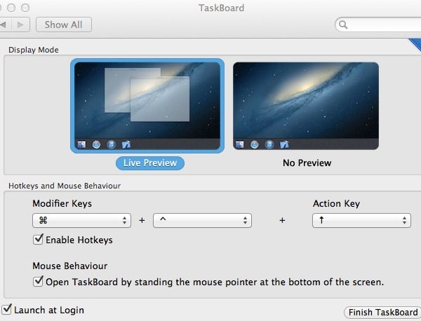 Personnalisez TaskBoard dans son volet de préférences.