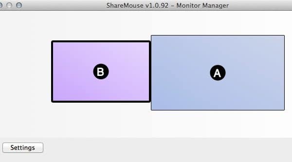 La fenêtre de disposition des moniteurs est le tableau de bord principal de ShareMouse et affiche les icônes des moniteurs de tous les ordinateurs connectés et leurs positions relatives.