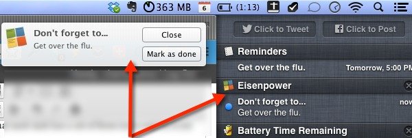 Ajoutez des notes autocollantes au centre de notifications Mac avec Eisenpower.