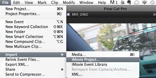 transition d'imovie vers final cut pro : importation de fichiers depuis iMovie