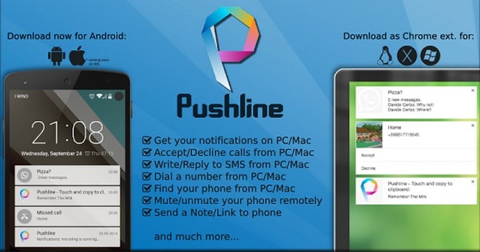 Recevez des notifications Android sur le bureau avec l'application Pushline.