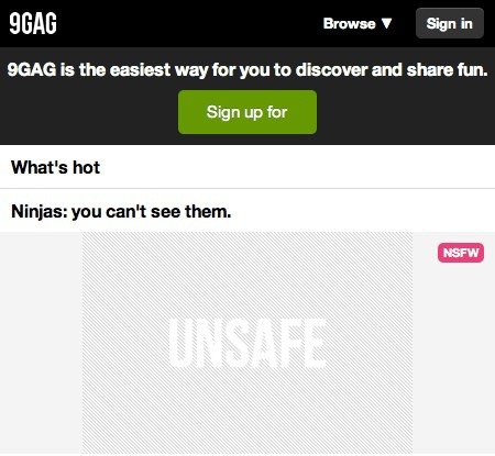 Images dangereuses sur 9gag via Instafun pour Mac.