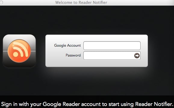 Reader Notifier - Connectez-vous à votre compte Google Reader.