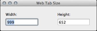 Personnaliser la taille de la fenêtre de Web Tab pour Mac