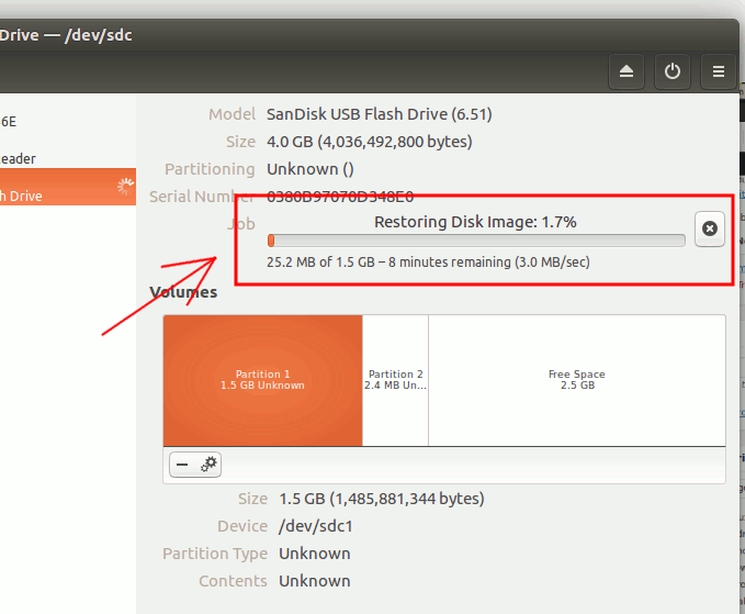 Ubuntu-restauration-disk-image-progress