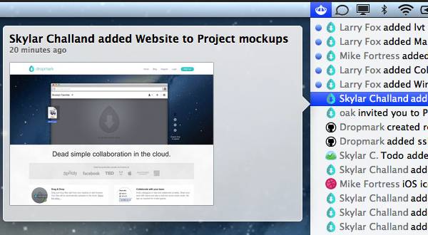 Dropmark pour l'intégration des flux Mac