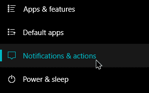 heures tranquilles win10 sélectionnez la notification et les actions