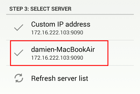 linconnect-client-select-server