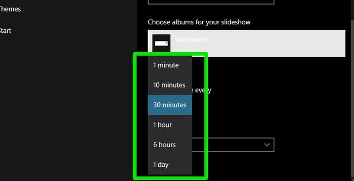 Windows-10-Diaporama-Select-interval