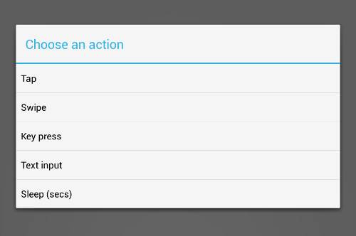 choix d'actions pour le fabricant de bot Android