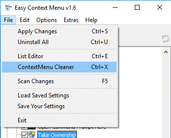 menu contextuel-applications-select-context-menu-cleaner