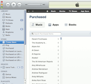 Liste des achats iTunes