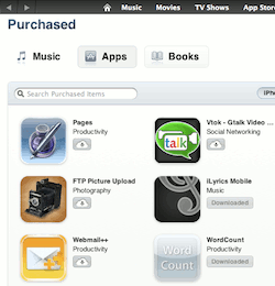 Applications achetées par iTunes