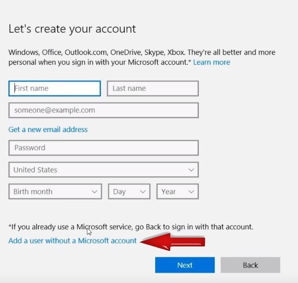 Windows10_No Microsoft_Account