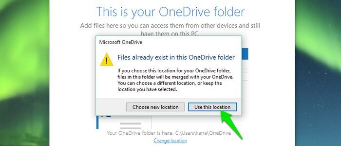 OneDrive-Use-exist-location