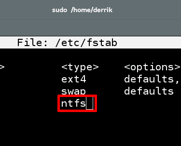 fstab-parted-hard-drive-specify-file-system-type