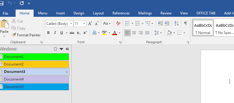 Ajouter des onglets à l'interface Microsoft Office dans Windows