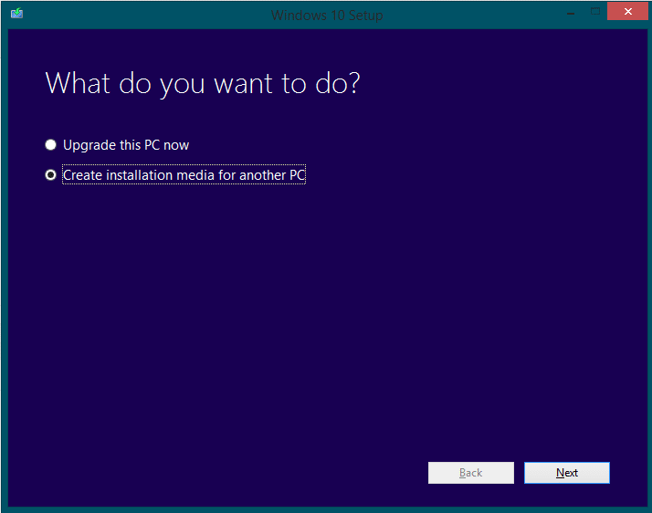 disque de démarrage Windows 10 - étape d'installation 1