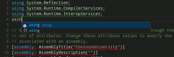 Complétion de code dans VS Code.