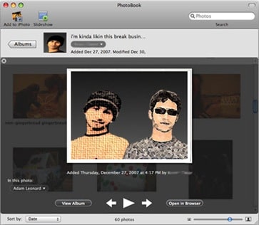 écran de widget de livre photo facebook pour mac pour afficher des images