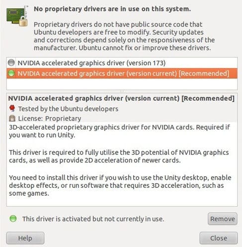 Pilotes NVIDIA à source fermée sous Linux.