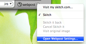 Skitch - Ouvrir les paramètres de Webpost