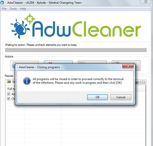 Fermez les programmes inutiles avec AdwCleaner.