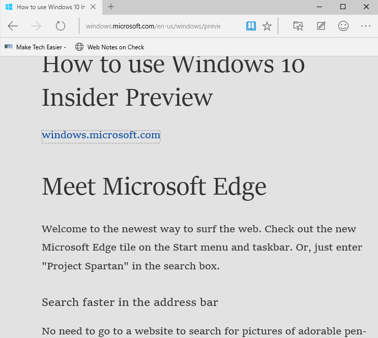 Mode de lecture dans Microsoft Edge.