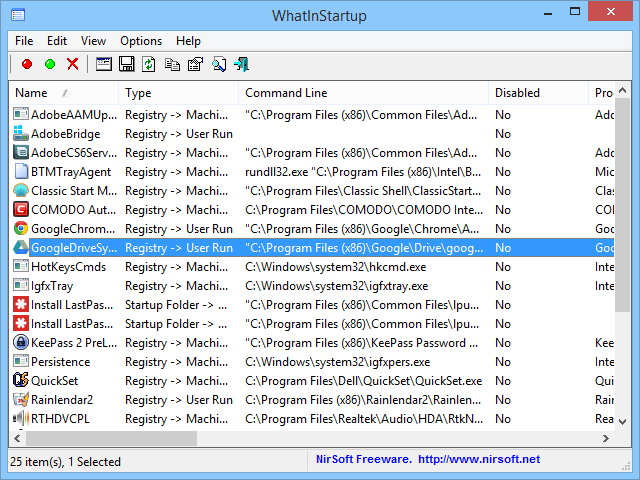 WhatInStartup - Désactivez/supprimez les programmes de démarrage de Windows.