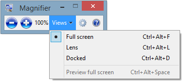 Option plein écran dans Windows Magnifier.