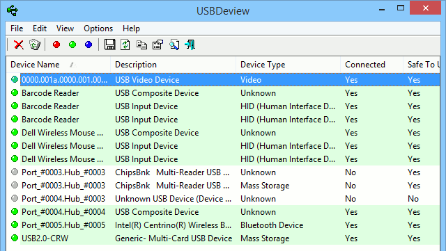 USBDeView répertorie tous les périphériques USB actuellement connectés à votre ordinateur.