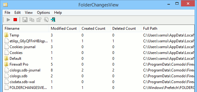 FolderChangesView peut être utilisé pour surveiller un dossier sélectionné pour tout changement.
