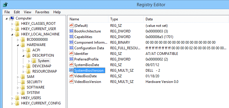 bios-version-windows-registre