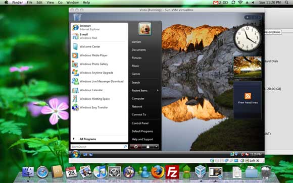 La même VM Vista fonctionnant sous Mac