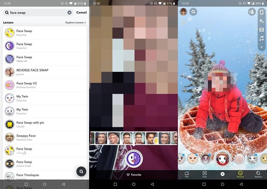 Meilleures applications d'échange de visage Android Snapchat